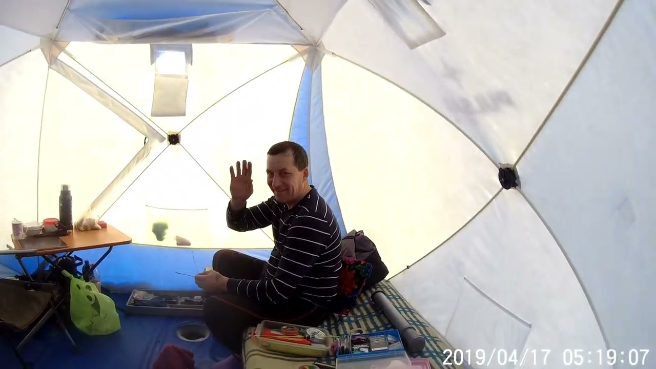 Обзор палатки Пульсар 4Т Лонг в экстремальных условиях !!! Ловля рипуса на озере Шевченовка!!!