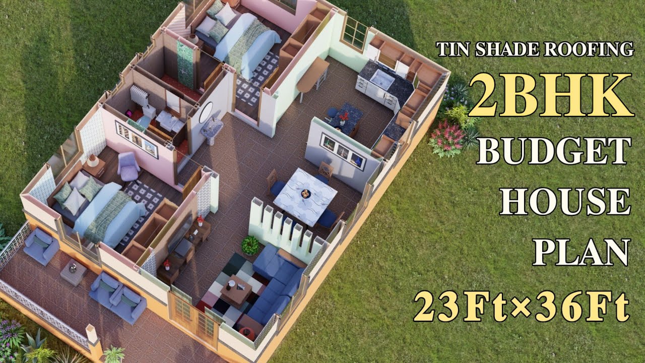2 Bedroom House Plan | 800 Sqft | House Under 10 Lakhs Budget #2bhkhousedesign #home