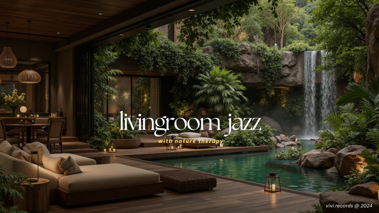 Tranquil Nature Jazz in Forest | Living Room & Lake View With Relaxing Jazz To Relive All Stress