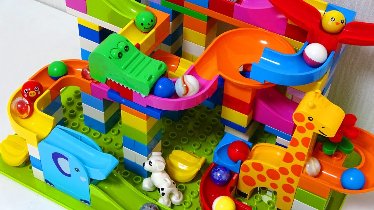 Marble Run ASMR ☆ Block coaster 2 sets Slowly assemble & roll balls