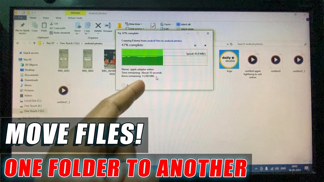 how to shift files from one folder to another?
