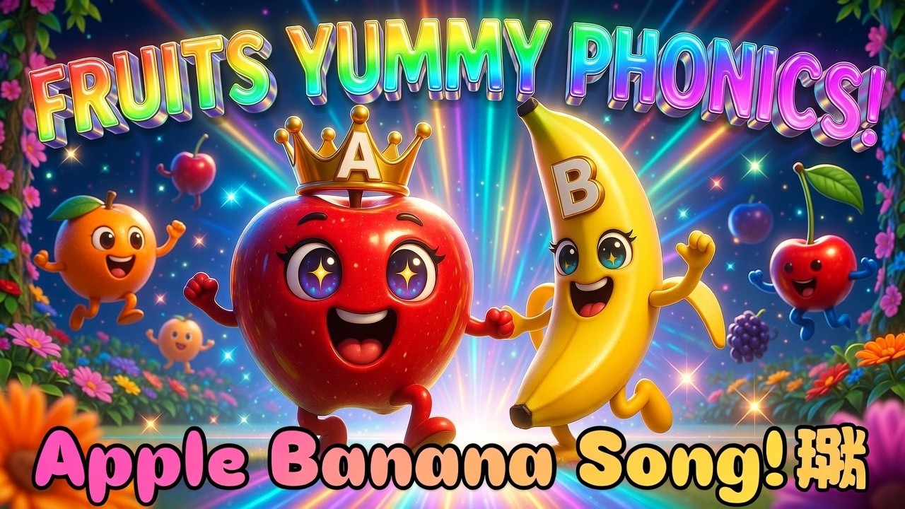 🍎 Fruits Yummy Apple Banana Phonics Song | A to Z ABC Learning for Kids | Fun Phonics Rhyme 🍌New
