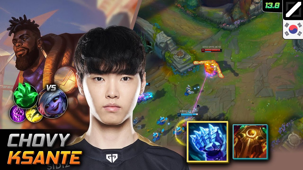 Chovy Mid К'Санте Build Хладорожденная рукавица Хватка нежити - LOL KR 13.8