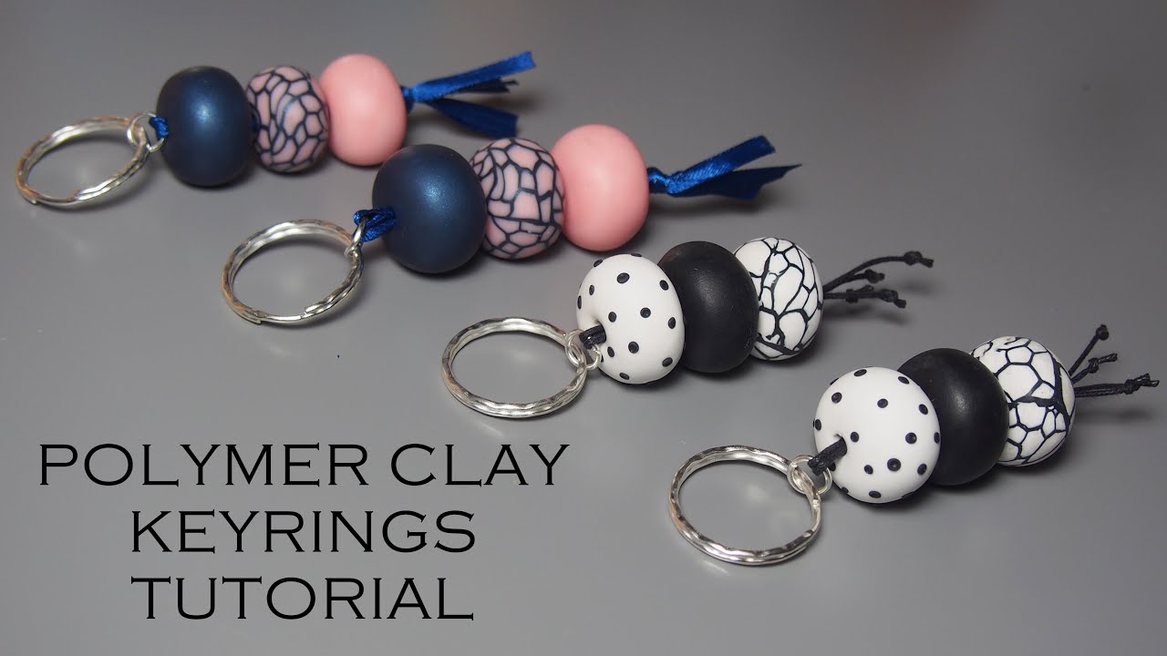 Polymer Clay Keyring Tutorial / How to make Polymer Clay Beads/ Turn Polymer Clay Cane into a Bead