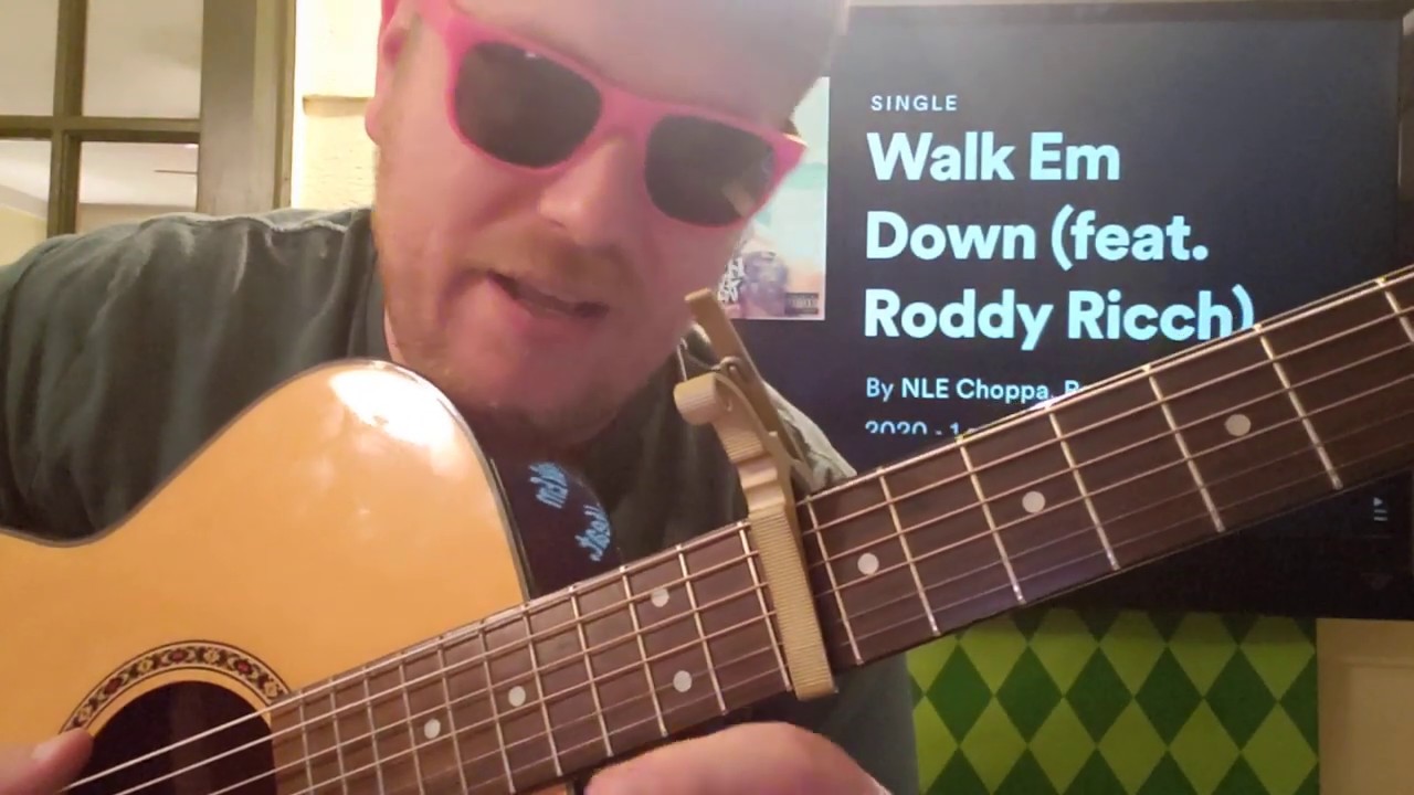 How To Play Walk em Down NLE Choppa Roddy Ricch // guitar lesson beginner tutorial easy fingerstyle