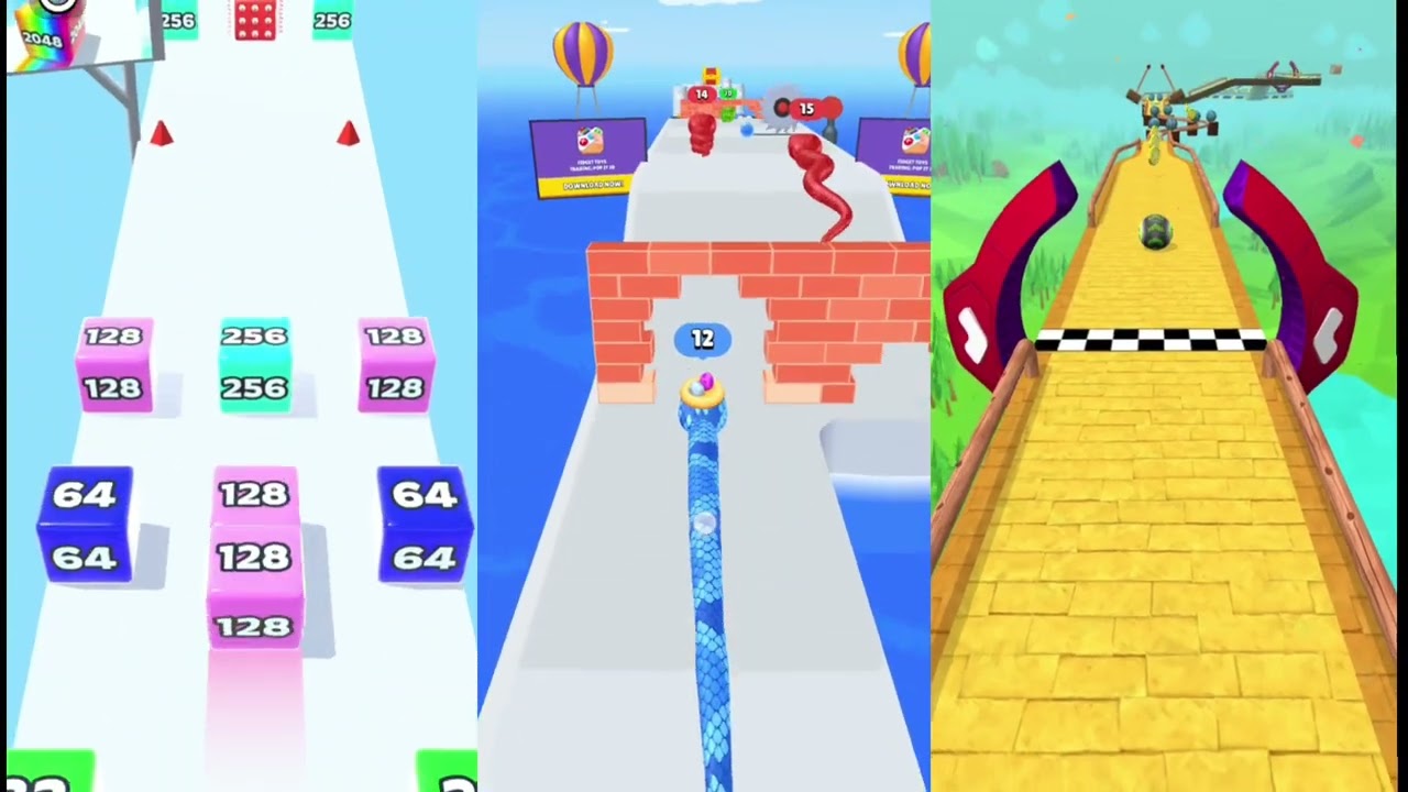 Jelly Run 2048 gameplay V/S Going ball V/S Snake Run 😱 2048 Gameplay Battle! 3 Games 1 Video🔥#gaming