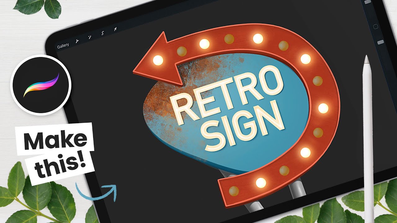 How To Draw A Retro Sign &bull; Procreate Animation Tutorial