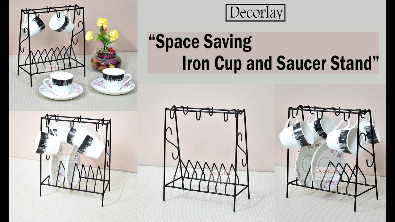 Cup and Saucer Stand/Holder Space Saving for 6 Cups, 6 Plates Dish Rack Kitchen Dining - Decorlay