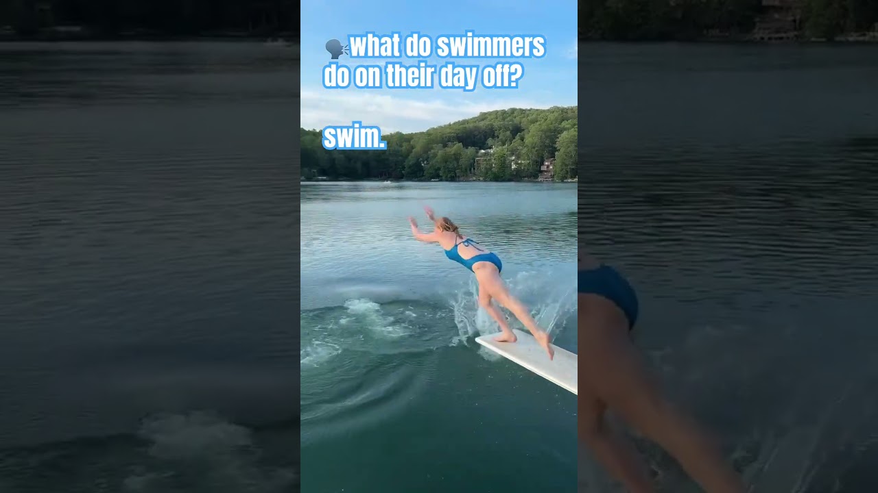 we put put our suits on and went to the lake😎🌊#swimming #swimusa #blowup #team