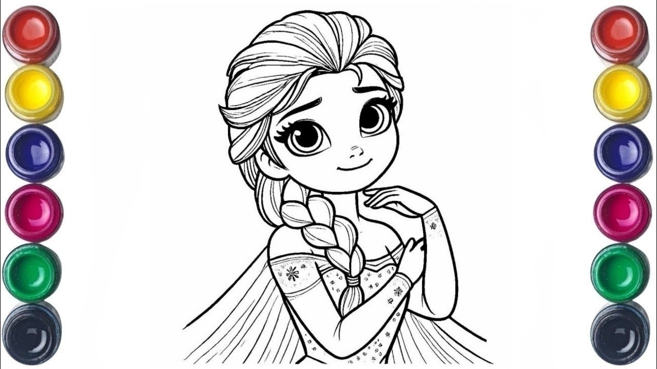 Beautiful Elsa Drawing for Kids, Painting & Coloring for kids | Let's Draw Together