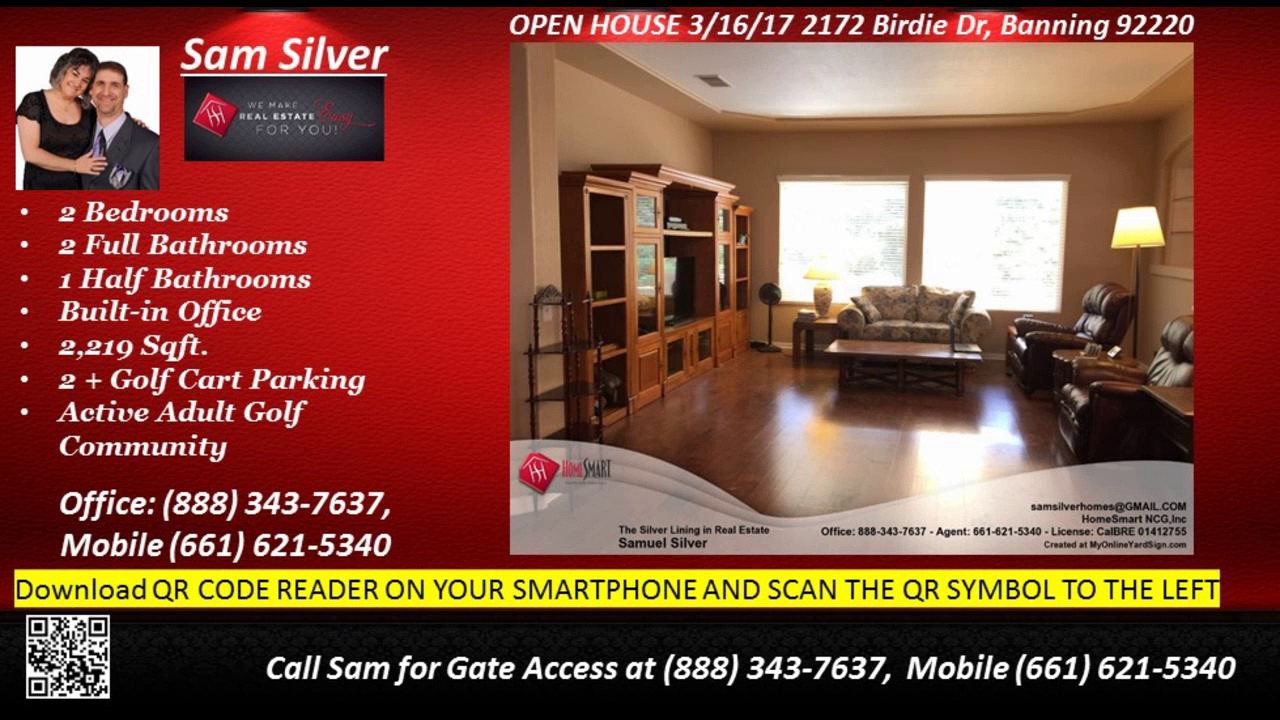 92220 homes with 2 bedrooms for sale Banning CA 92220 Sam Silver of HomeSmart 888-343-7637