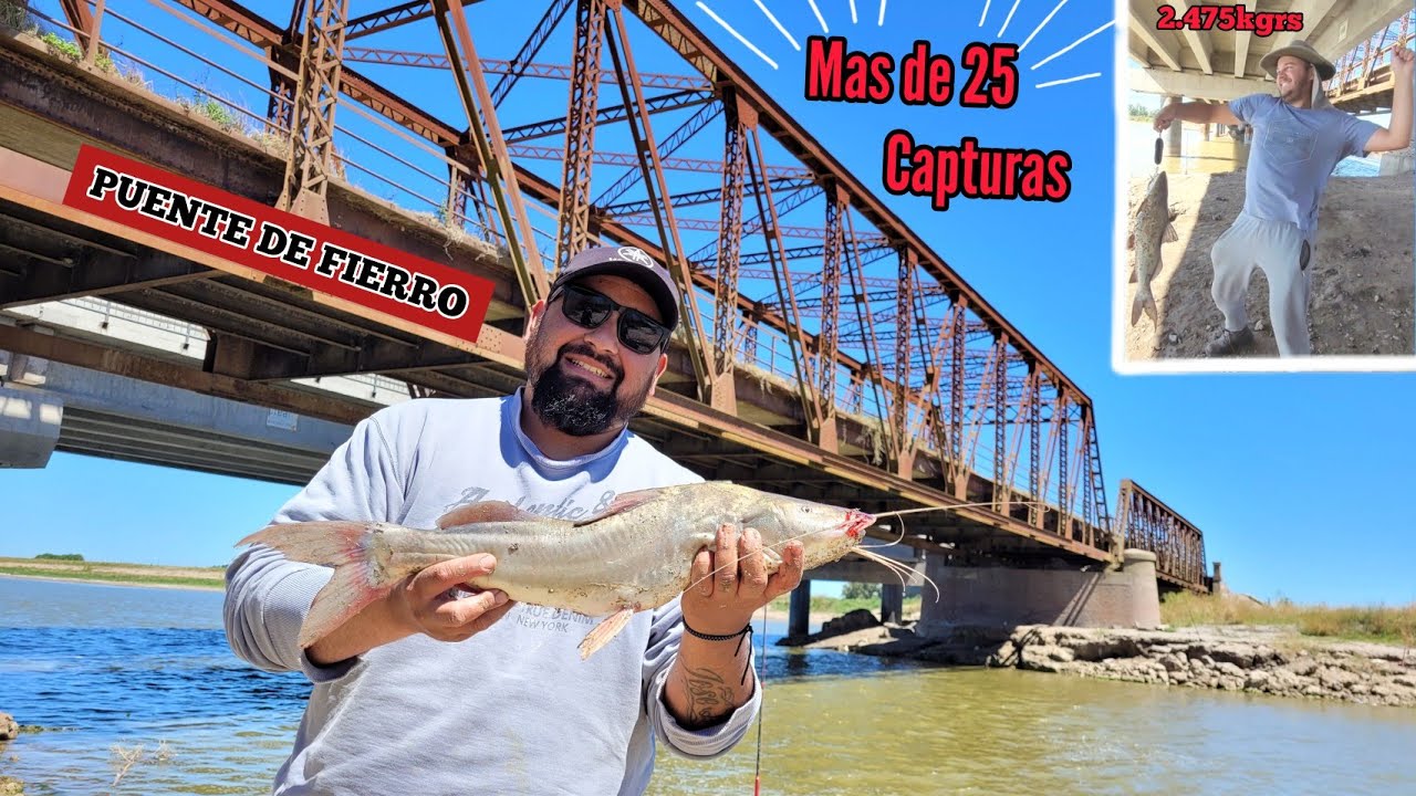 Puente de Fierro, Roque Perez BEGUERIE/Pesca en el Rio salado, lleno de Carpas y moncholos /MJ-PESCA