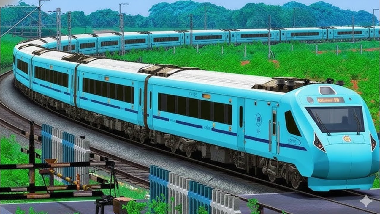Train High speed crossing the railway gate bumpy road Off duty Station Road journey #traingame 