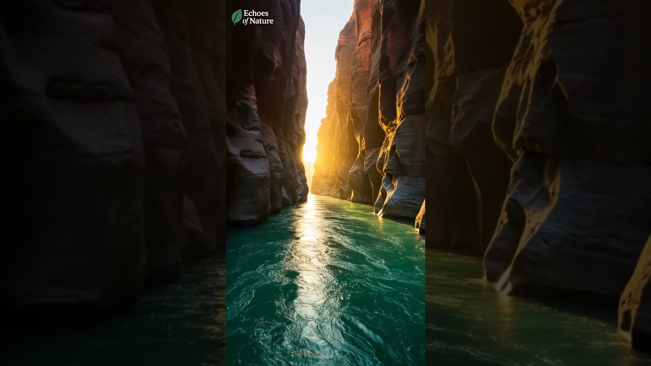 Golden Glow Canyon — Turquoise River at Sunset