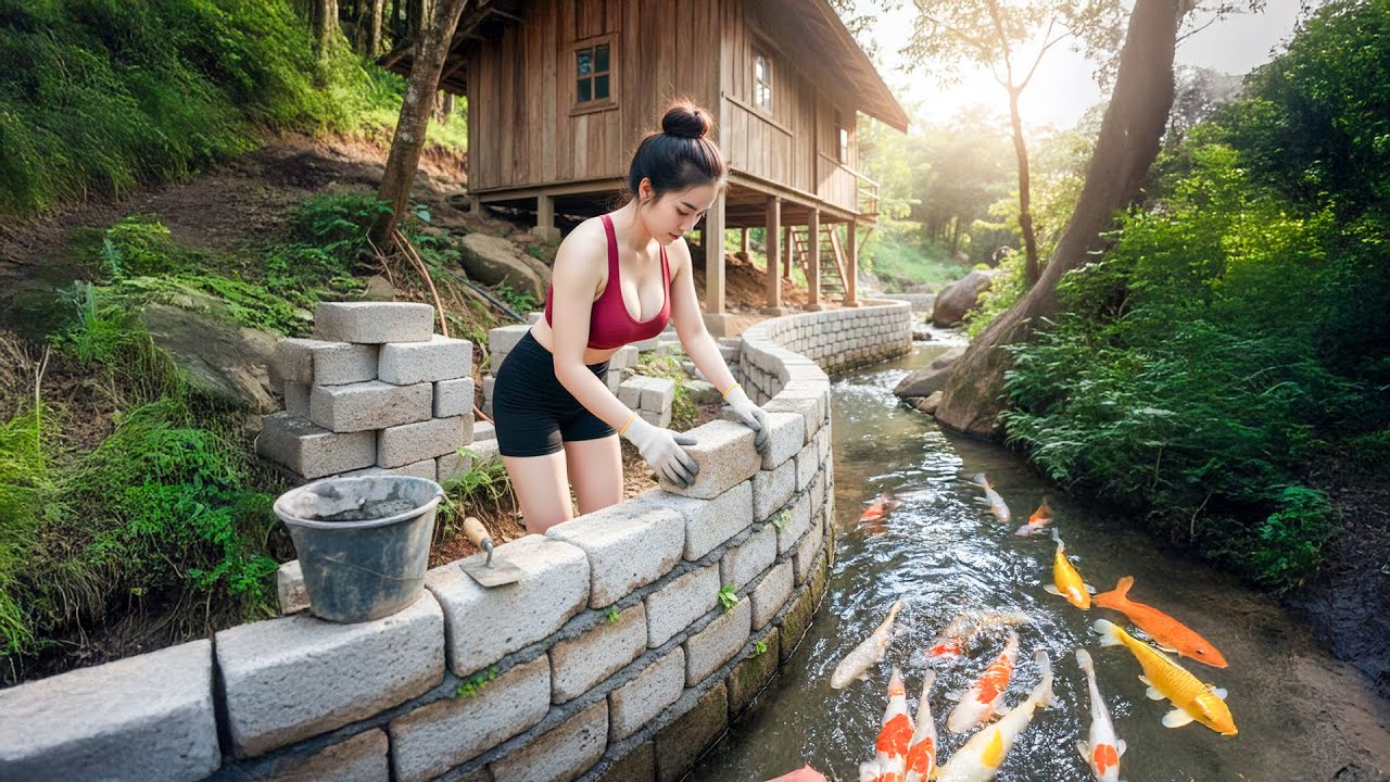 TIMELAPSE - How to Build a Strong Stream Embankment Step by Step