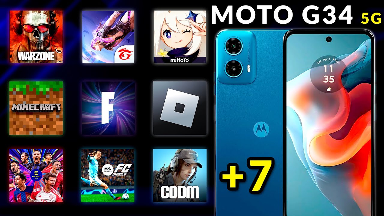 MOTO G34 5G EM JOGOS - COD WARZONE, Free Fire, Fortnite, Minecraft, Roblox, eFootball, FC Mobile + 9
