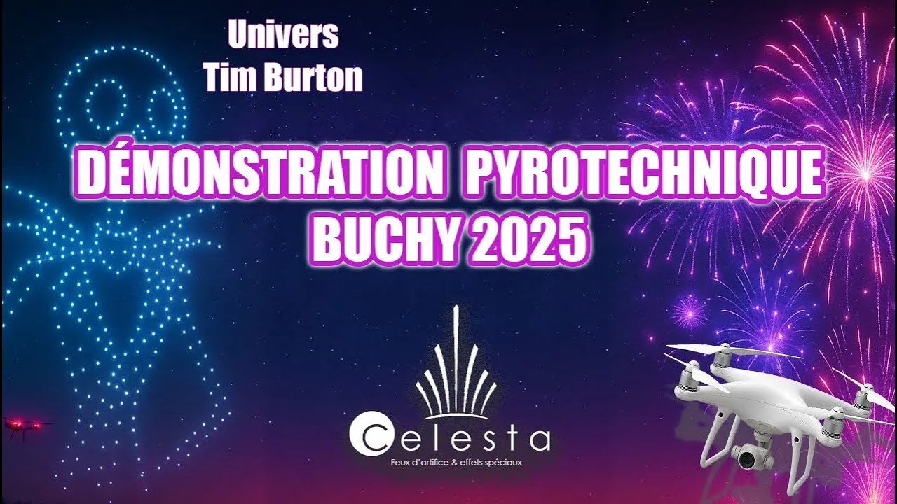 Show Pyrotechnique Tim Burton à Buchy (76) – 300 Drones & Feu d’Artifice | 18 Octobre 2025 - Celesta
