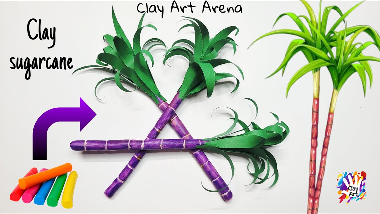 How to make Clay Sugarcane using Airdryclay #diy #airdryclay #sugarcane #clayart #clayartarena #art