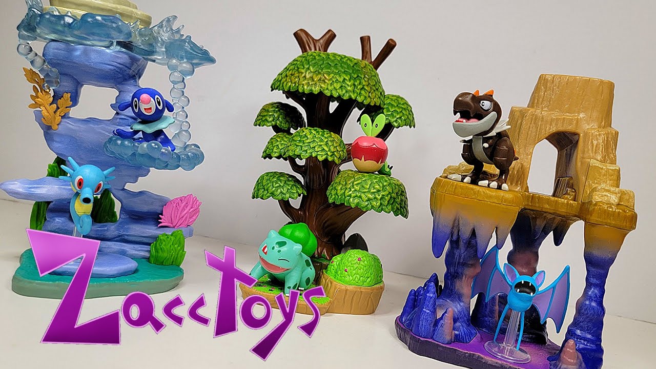 Jazware's Pokémon Select Environment Sets Action Figure Review! (Zubat Tyrunt Popplio Horsea)