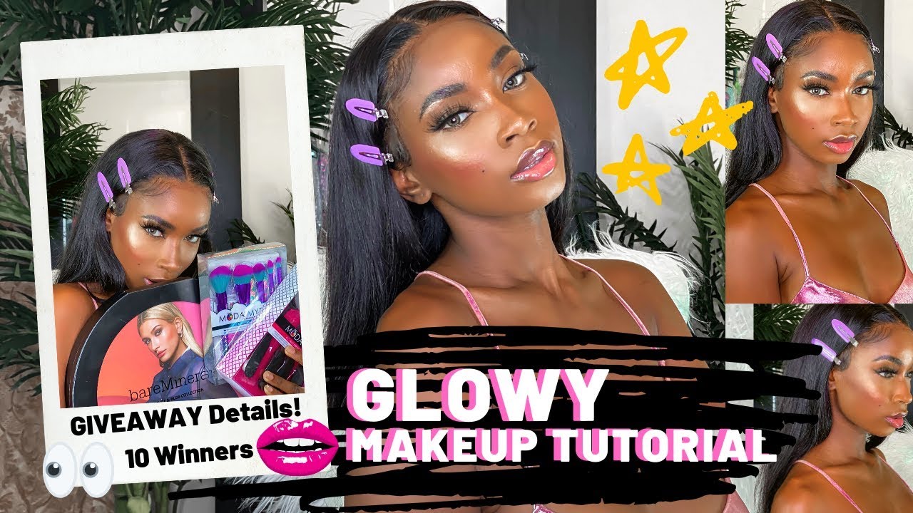 GLOWY EVERYDAY MAKEUP TUTORIAL + HUGE GIVEAWAY | Beginner Friendly & Affordable | Brown & Dark Skin