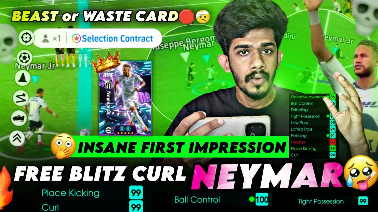 Free Blitz Curl NEYMAR 😱👑🥵 insane First impression💀in Efootball26 🔥🔥 Best or Waste Blitz Card🛑🛑OMG..