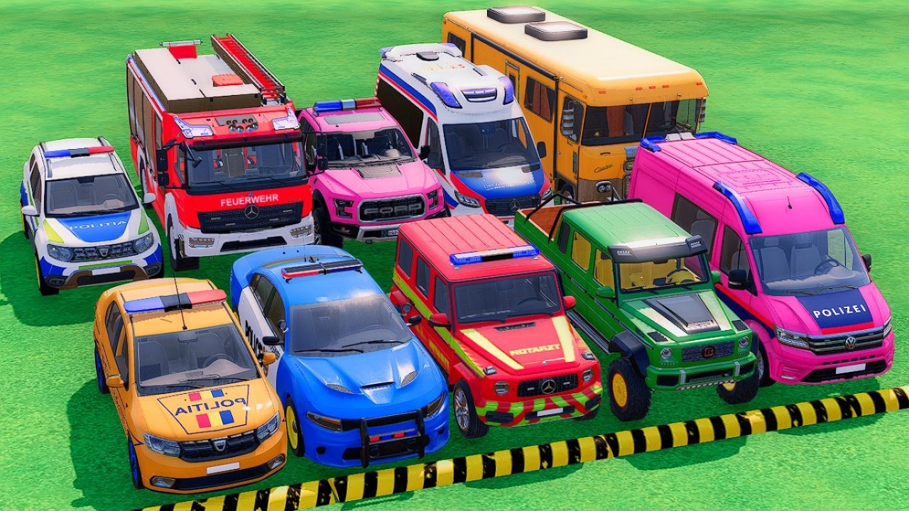 TRANSPORTING POLICE CARS, AMBULANCE VEHICLE, FIRE DEPARTMENT WITH TRAIN - FARMING SIMULATOR 22 #46