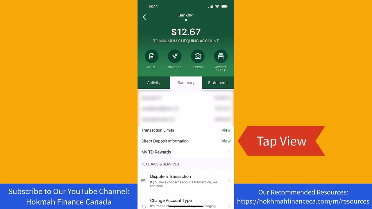 How to Get Direct Deposit Form on TD Bank App