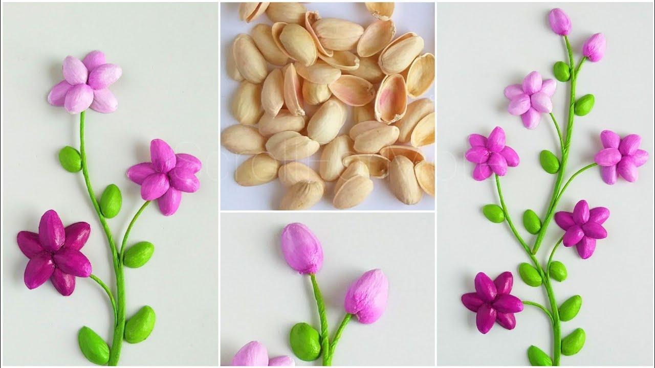 Pista shells flowers | Pista shell wall hanging | Easy And Creative  Best out of waste