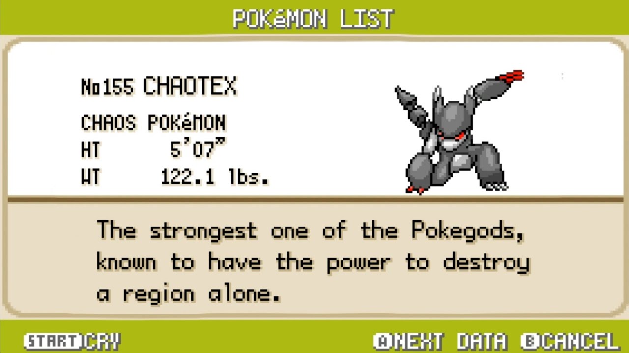 Pokemon Chaos Black: Recreated - Complete Pokedex