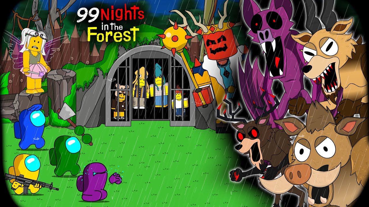 Among Us vs 99 Night in the Forest Roblox | NEW MONSTERS || ANIMATION