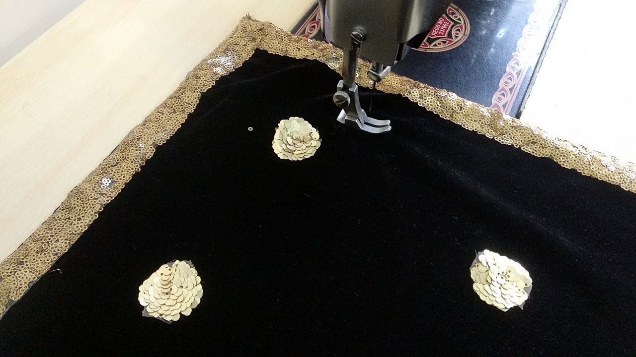 Velvet Shawl Design with Lace || Heavy Velvet Dupatta making with Lace