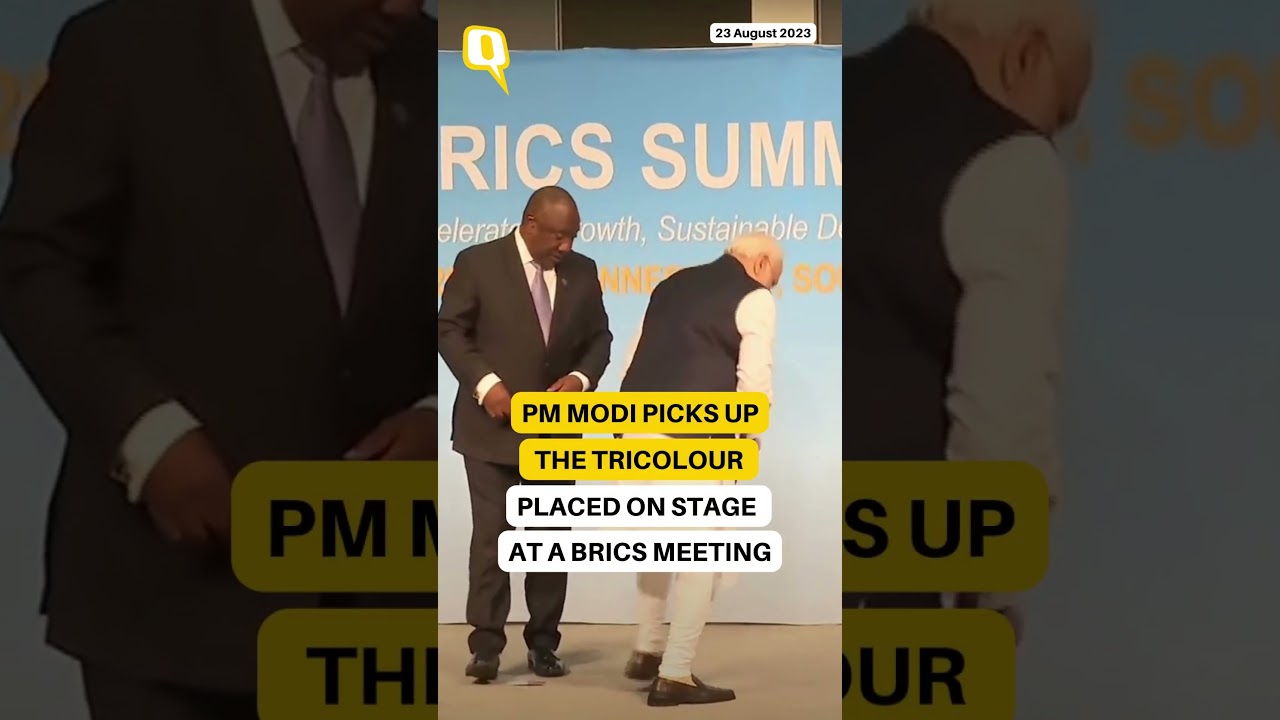 WATCH | PM Modi Picks Up Tricolour From Stage During a BRICS Meeting | The Quint