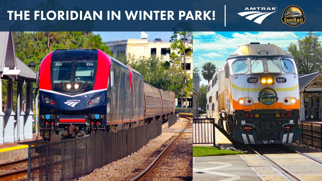 Amtrak Floridian and SunRail Trains at Winter Park Station