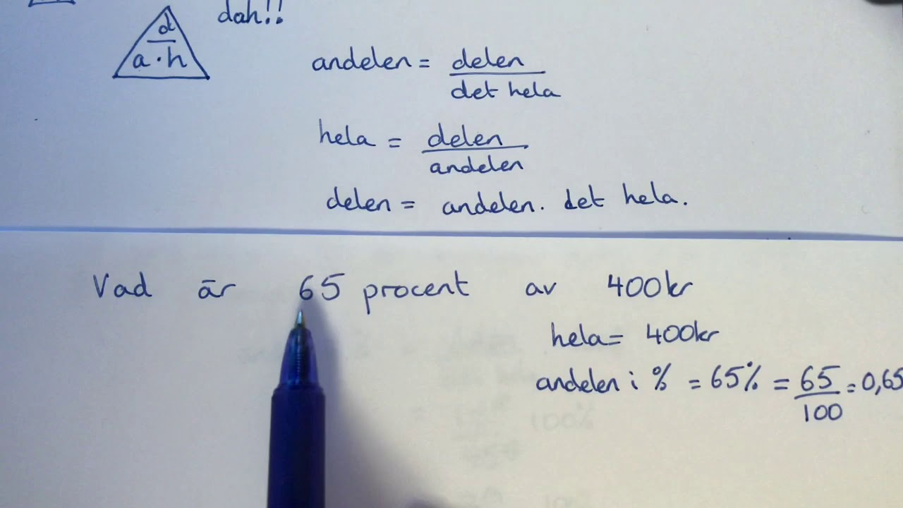 åk 8 Procent, andelen = delen/det hela och några frågor