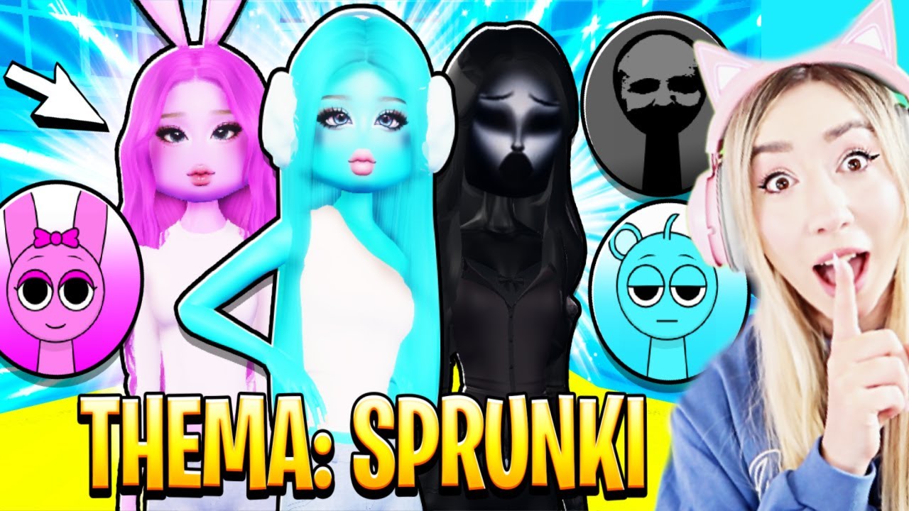 Беки играет в игру DRESS TO IMPRESS, но разрешены только SPRUNKI Vineria, Pinki, Black и Sky Blue.