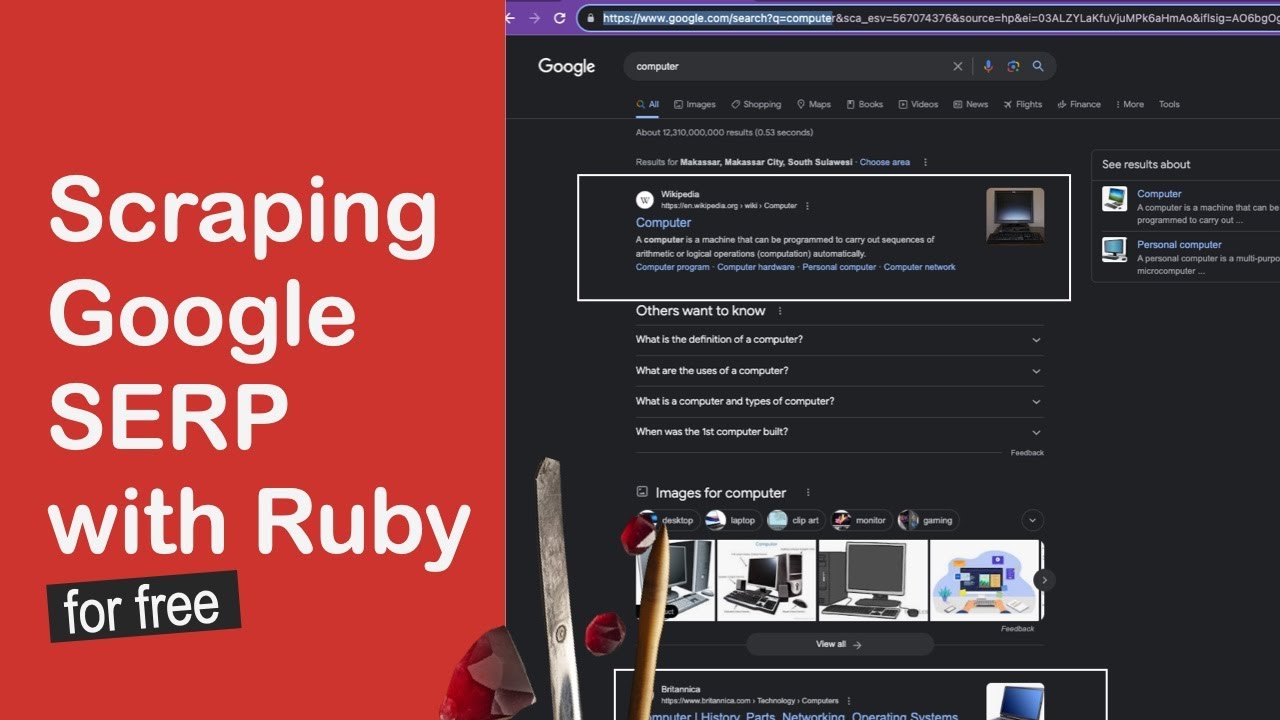 Scraping Google search result page with Ruby (for free)