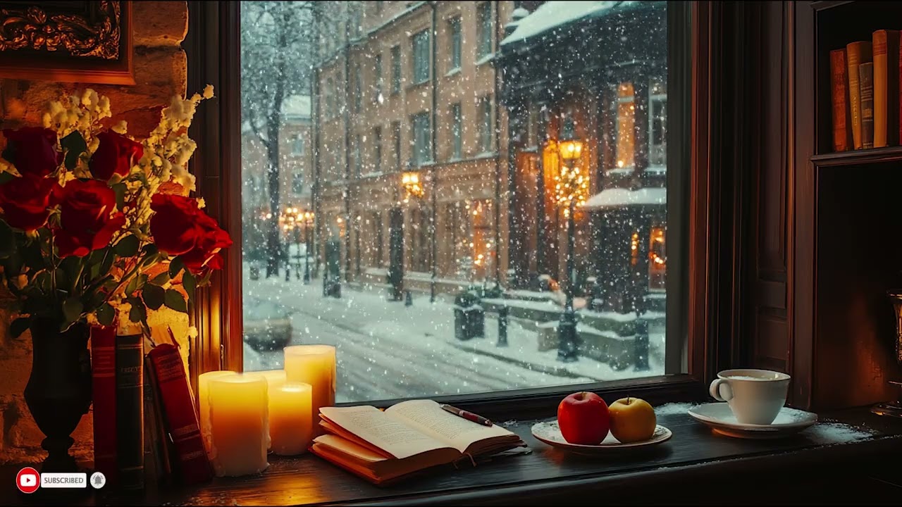 Smooth Evening Jazz Drifts Beneath Falling Snow Creating A Calm And Reflective Winter Mood