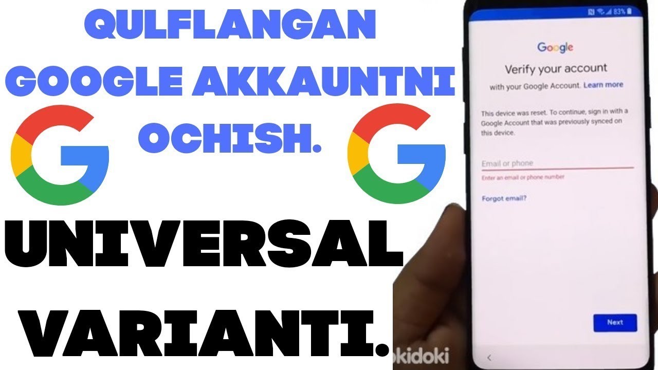 QULFLANGAN GOOGLE AKKAUNTNI OCHISHNI UNIVERSAL USULI  РАЗБЛОКИРОВКА ГУГЛ АККАУНТА.