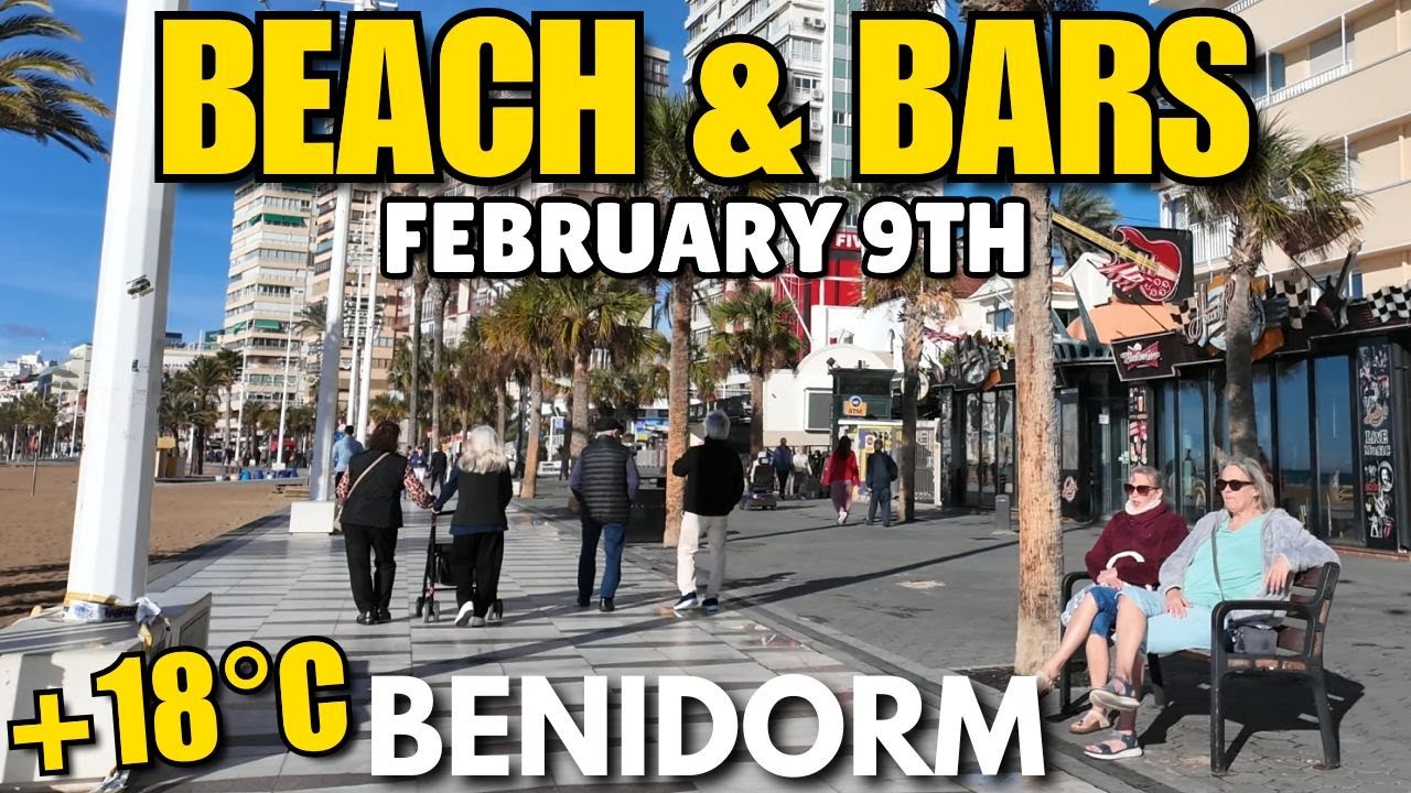 Benidorm - Busy Levante Beach & Bars on the Strip! 😲🍺┃Sunny Weather! (+18°C)