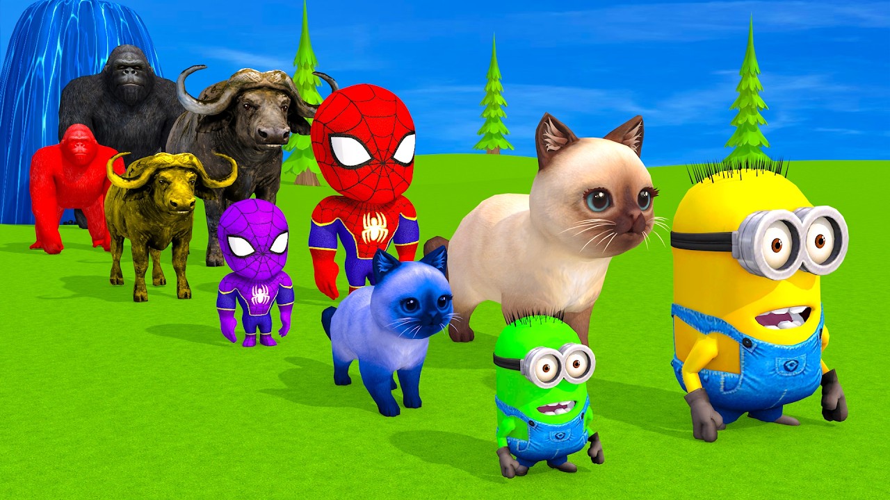 Long Slide Game With Cow Elephant Gorilla Hippopotamus Tiger 3d Animal Game Funny 3d Animals