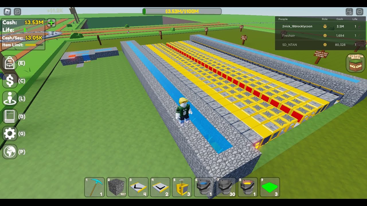 FunzPlayz! - Multi (Farm)! [Life:1] #2 + [F2P + Road To Leaderboard] in Roblox : Block Tycoon ⛏️