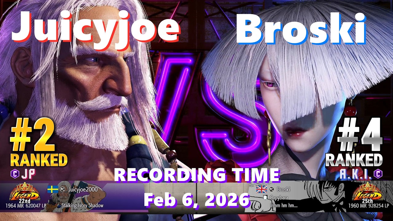 SF6⚡Juicyjoe (#2 Ranked JP) vs Broski (#4 Ranked A.K.I)⚡High Level Gameplay