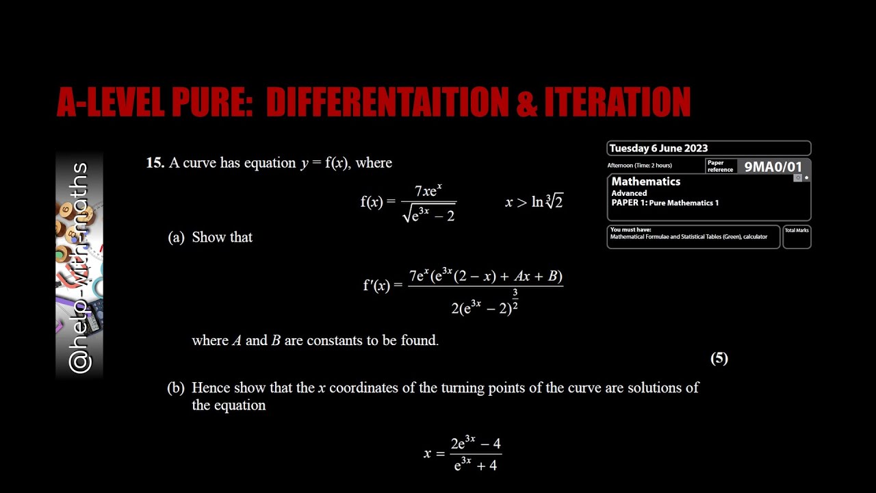 Q15 DIFFERENTIATION & ITERATION A2 Pure June 2023 P1