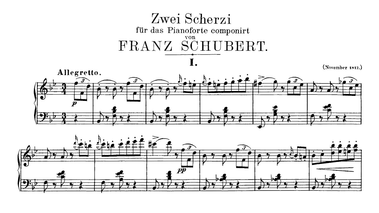 Schubert - Scherzo No. 1 in B-Flat Major, D. 593 (Audio+Sheet) [Kempff]