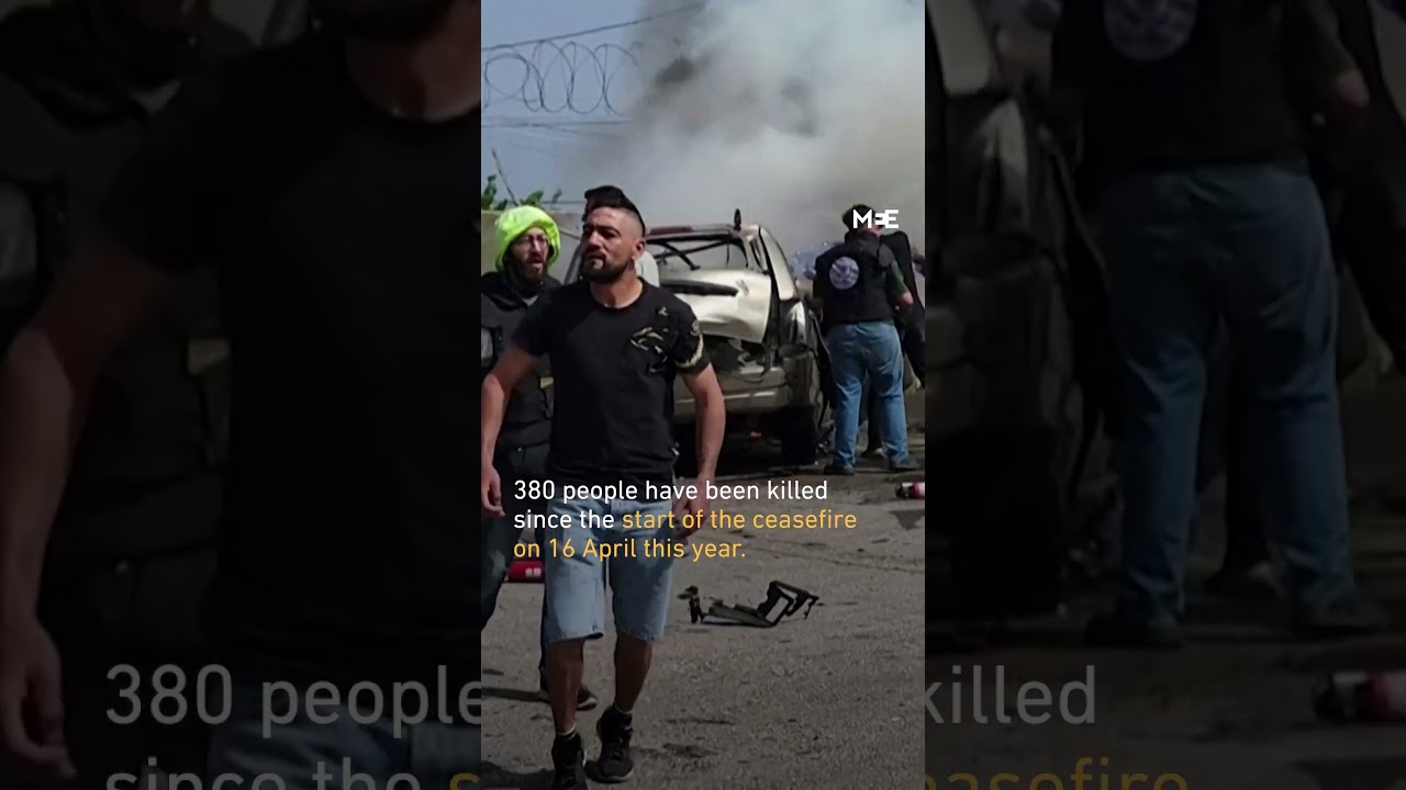 Israeli air strikes hit two vehicles on major highway south of Beirut violating Lebanon ceasefire