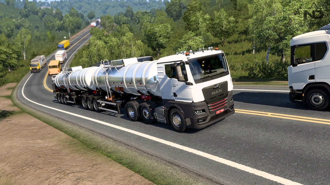 ETS2 Online - Xe Đầu Kéo MAN và Chuyến Hàng Vận Chuyển 2 Bồn Xăng !!