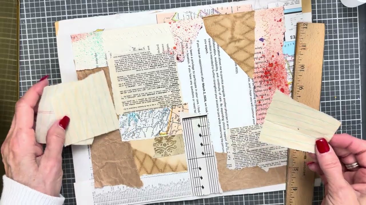 Use Your Scraps - Master Board for Pockets@drnmarketbydebbie #ephemera #useyourscraps #collageart
