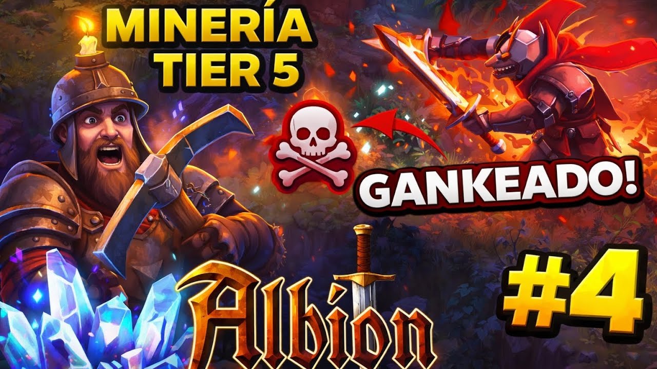 ¡ME GANKEAN! 💀 PERO LOGRO SUBIR EL PICO A  TIER 5 | Albion Online #4