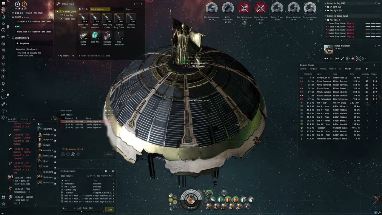 Eve Online - Level 4 mission gameplay -  Vengeance (Guristas) with a cheap Raven