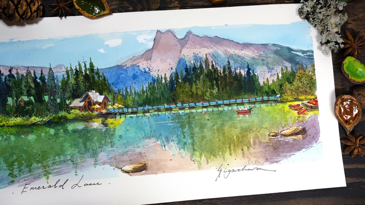 EMERALD LAKE | WATERCOLOR | SKETCH | RELAXATION 🎧